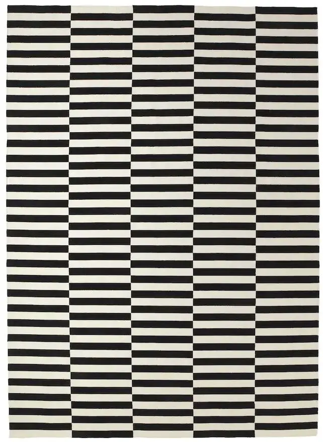 Covor ţesătură plată Ikea Stockholm manual 250x350 (Dungat/Negru/Alb pal)