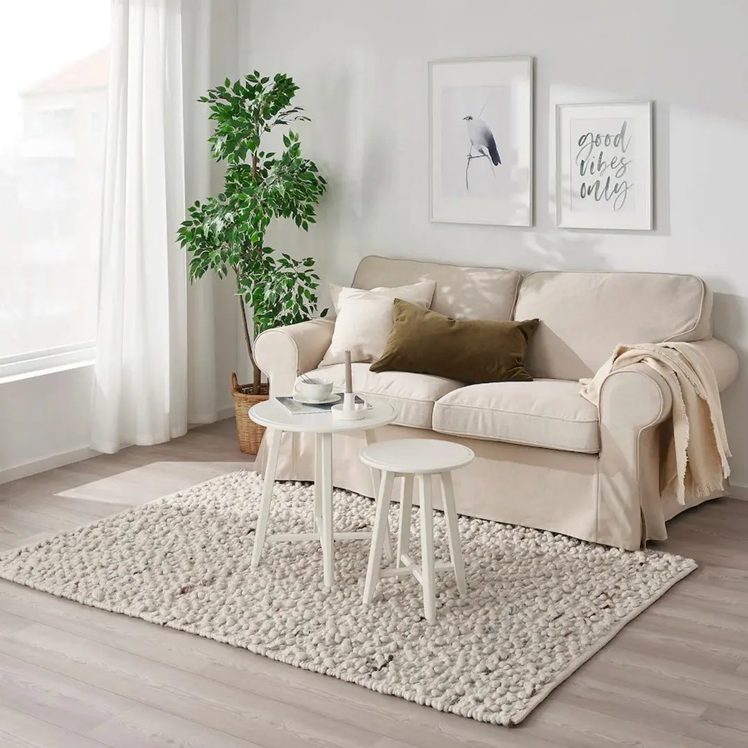 Ковер безворсовый Ikea Svardborg ручная работа 133x195 (Белый/Разноцветный) - 4