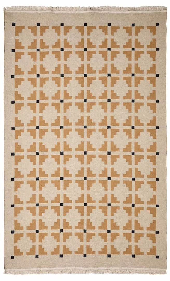 Covor tesatura plata Ikea Telegraflinje 170x240 (Galben-Bej)