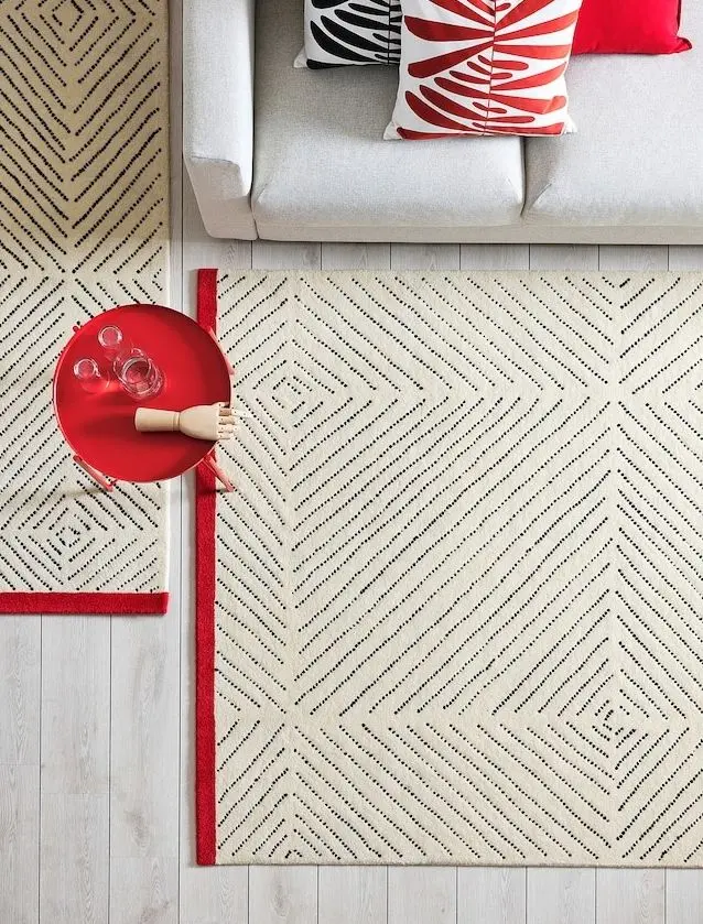 Ковер Ikea Undervisning 133x195 (Белый/Черный/Красный) - 5