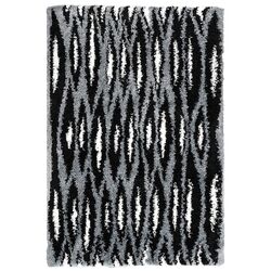 Ковер с длинным ворсом Ikea Bullerremsa 133x195 (Черный/Серый/Белый)