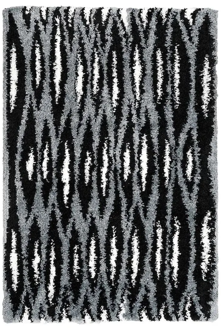 Ковер с длинным ворсом Ikea Bullerremsa 133x195 (Черный/Серый/Белый)