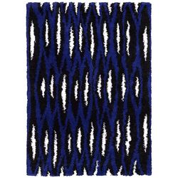 Ковер с длинным ворсом Ikea Bullerremsa 133x195 (Синий/Белый/Черный)