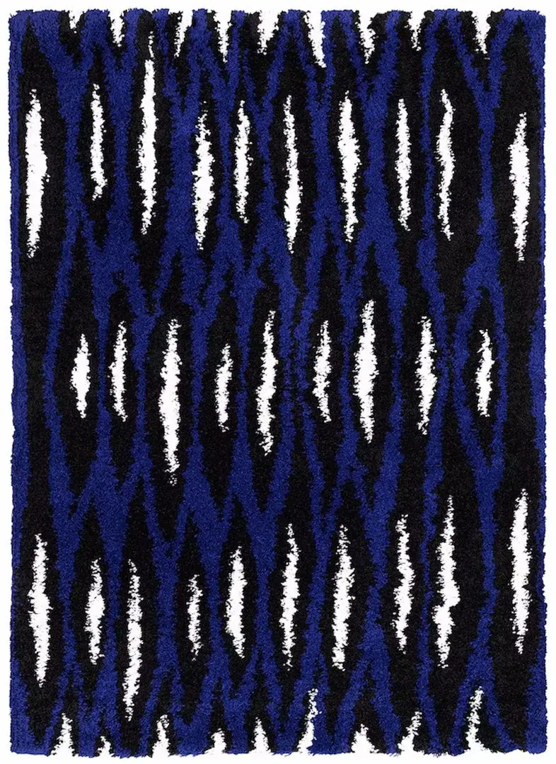 Ковер с длинным ворсом Ikea Bullerremsa 133x195 (Синий/Белый/Черный)