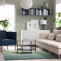 Covor cu fir lung Ikea Hotellrum 160x230 (Albastru/Verde-Alb) Thumb