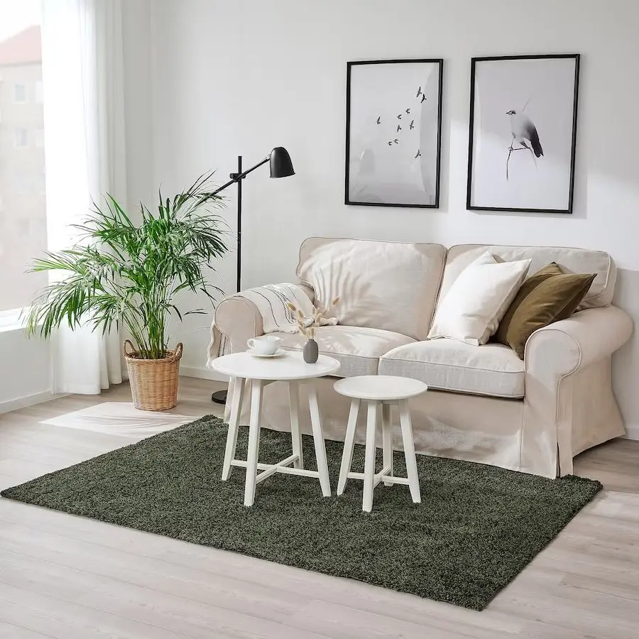 Ковер с длинным ворсом Ikea Vindebak 133x195 (Темно-зеленый) - 3