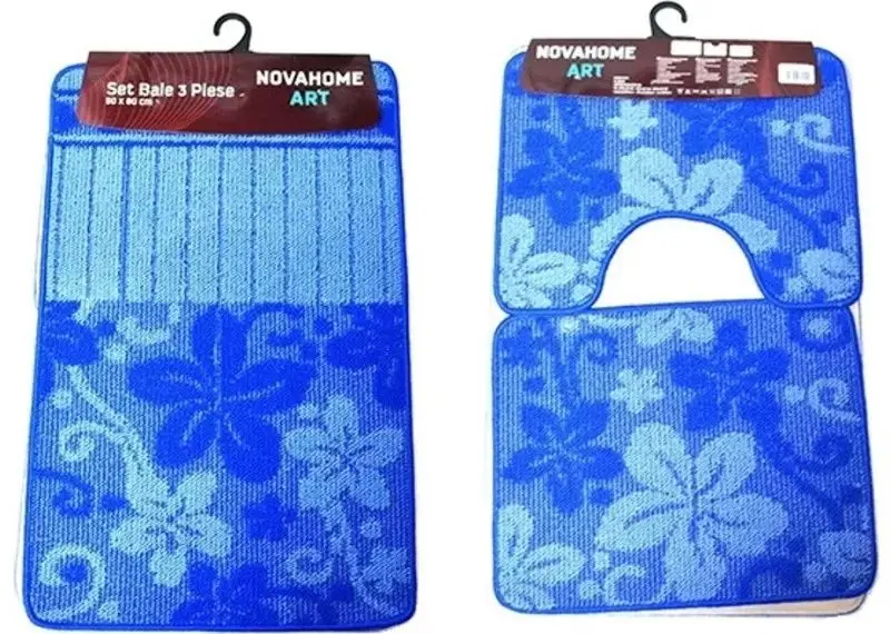 Set covorasi pentru baie Nova Home Flowers 50x80cm (Blue)