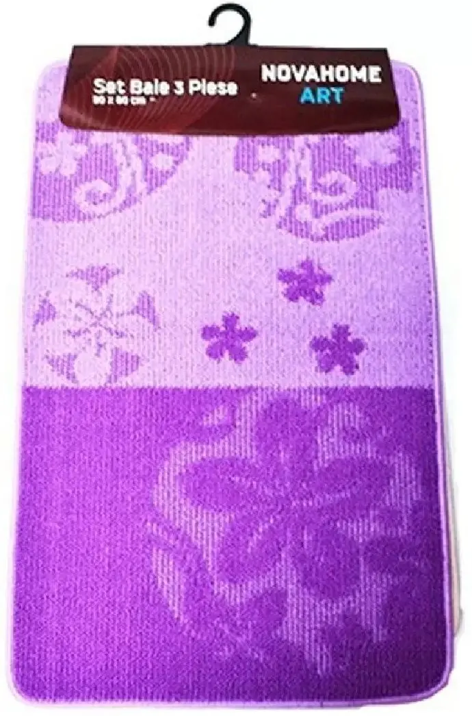 Set covorasi pentru baie Nova Home Flowers 50x80cm (Purple) - 3