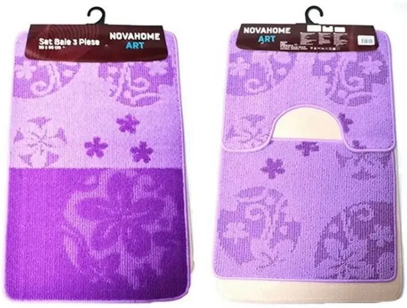 Set covorasi pentru baie Nova Home Flowers 50x80cm (Purple)