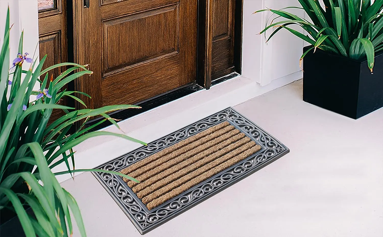 Коврик придверный Perfect Home Stripes 45x75cm (Black/Natural)