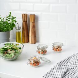 Borcan pentru depozitare Ikea Korken sticla transparenta cu model 0.13l Thumb