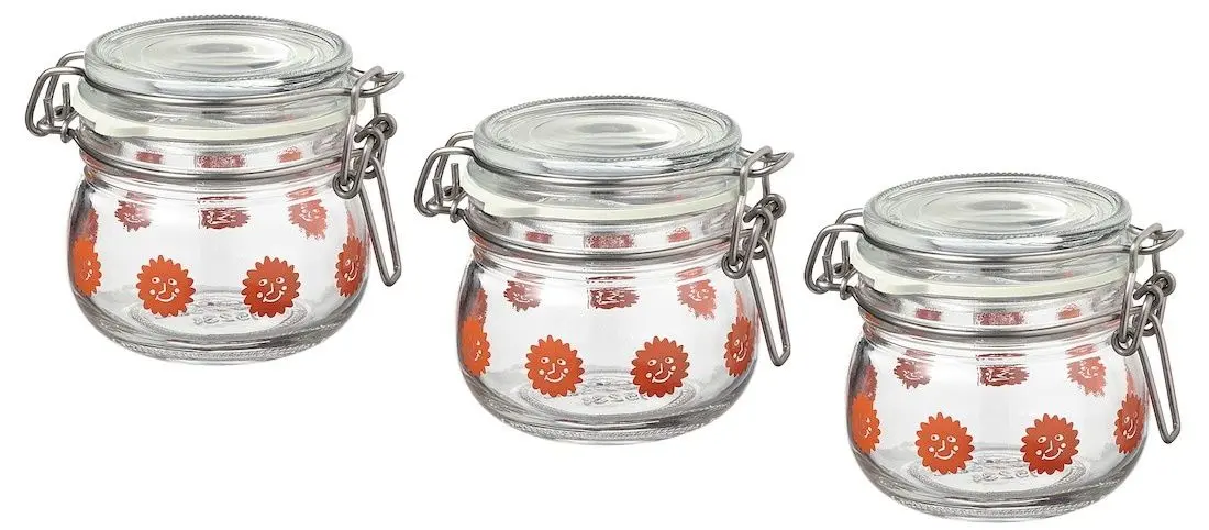 Borcan pentru depozitare Ikea Korken sticla transparenta cu model 0.13l