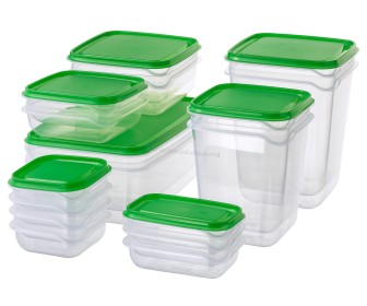 Set caserole Ikea Pruta 17 bucati (Transparent/Verde)