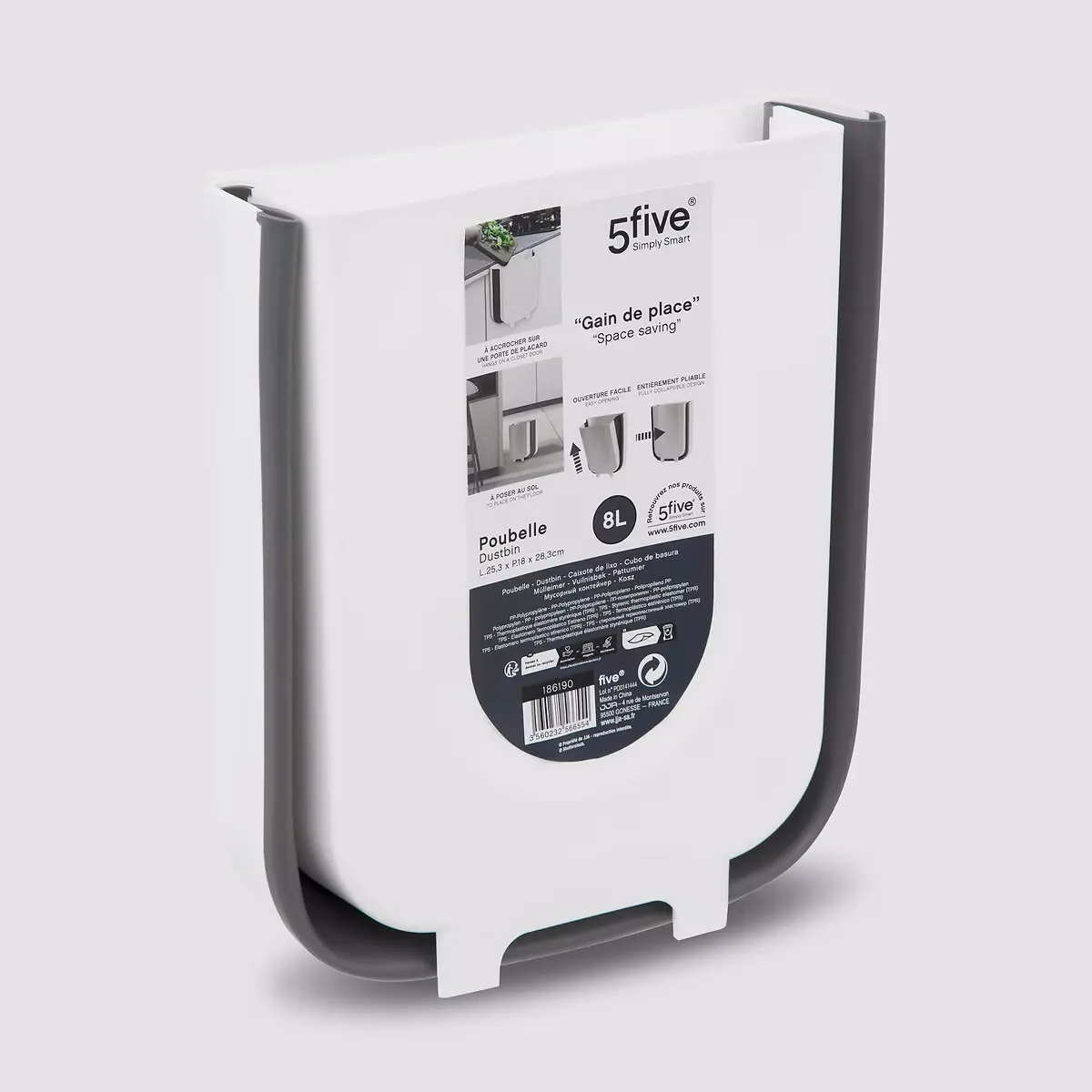 Мусорное ведро 5Five Space saving 8L (White/Gray)