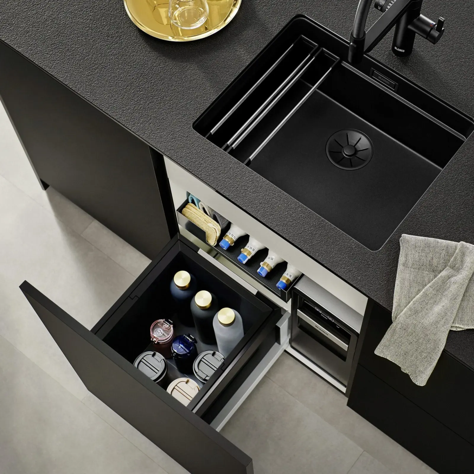 Cos de gunoi incorporabil Blanco Select II 40/1 Combi (Black) - 4