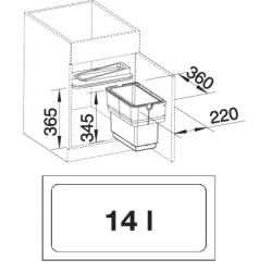 Cos de gunoi incorporabil Blanco Singolo 512880 (Grey) Thumb