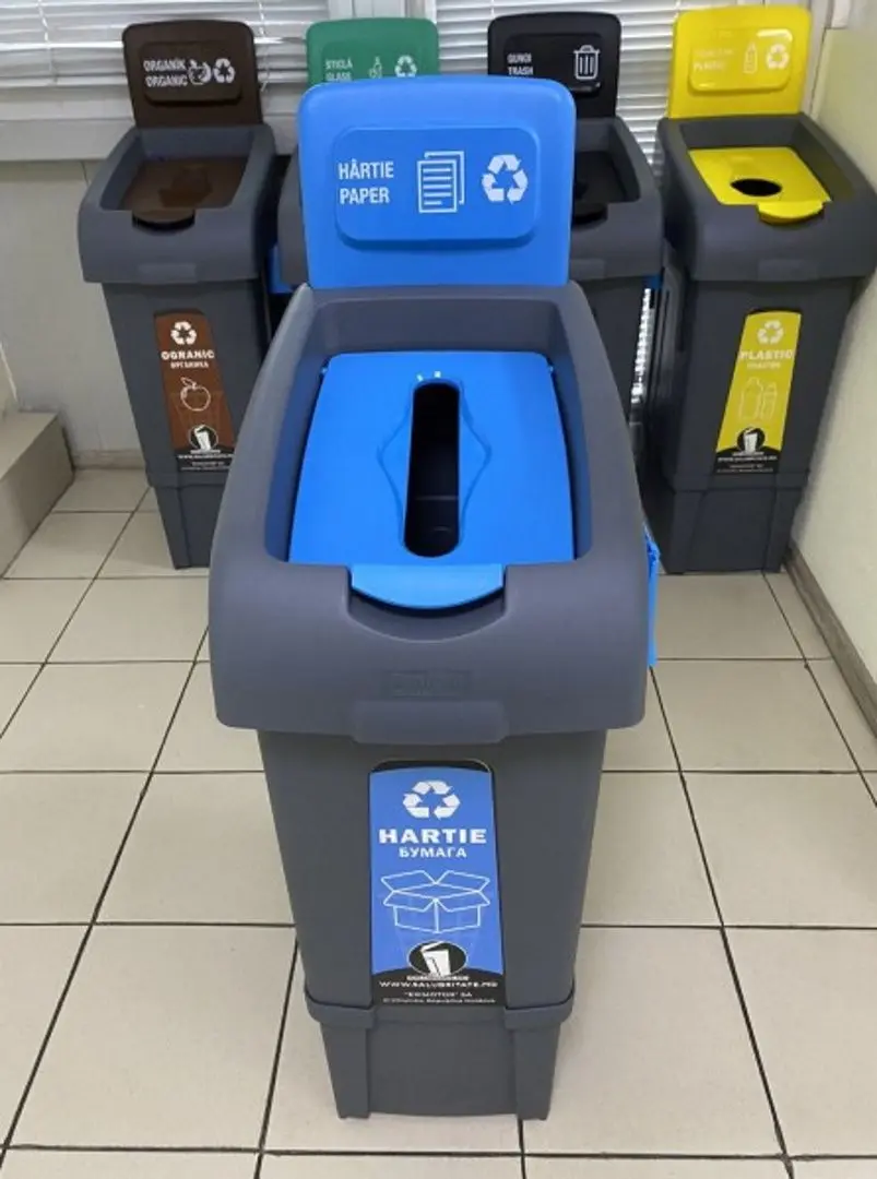 Мусорный контейнер для бумаги Fantom 80L (Grey/Light Blue)