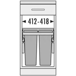 Мусорное ведро Hailo Euro-Cargo-S 2x19L (Gray) Thumb