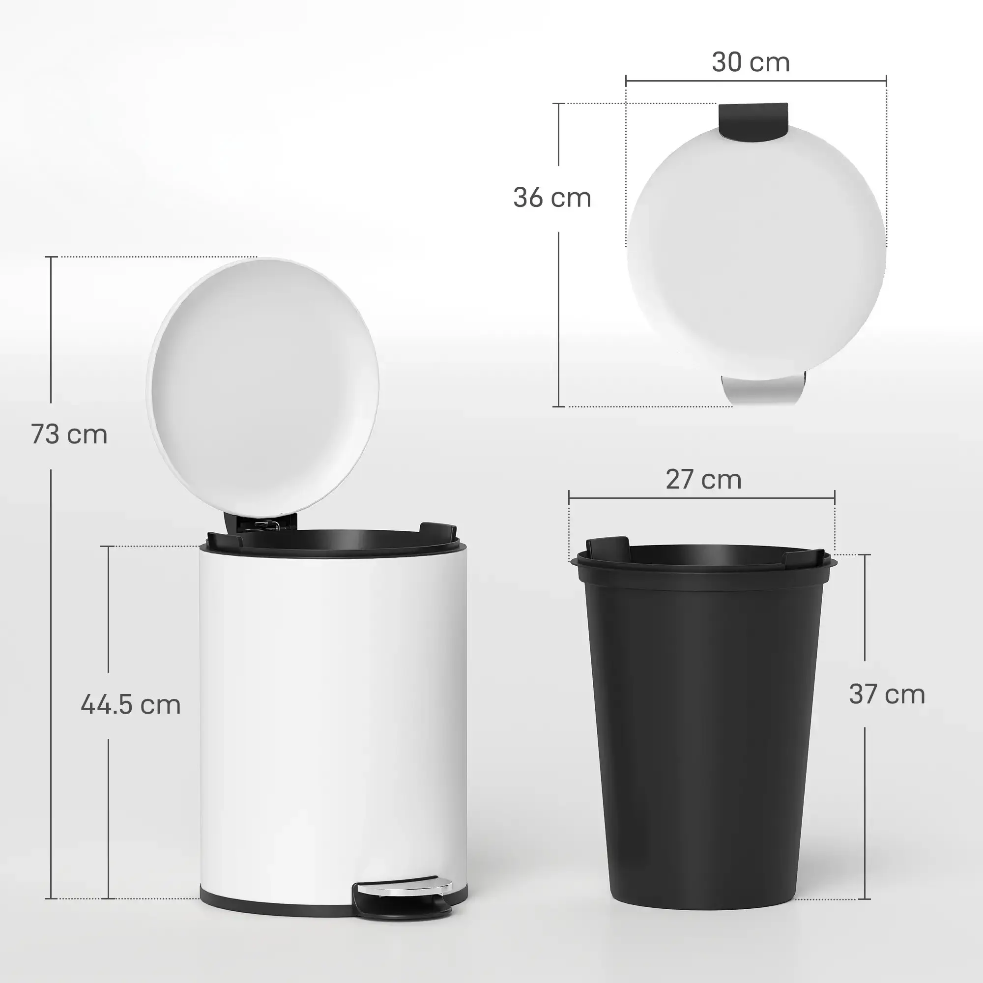 Cos de gunoi Homcom 851-031V01CW 20L (Cream White) - 3