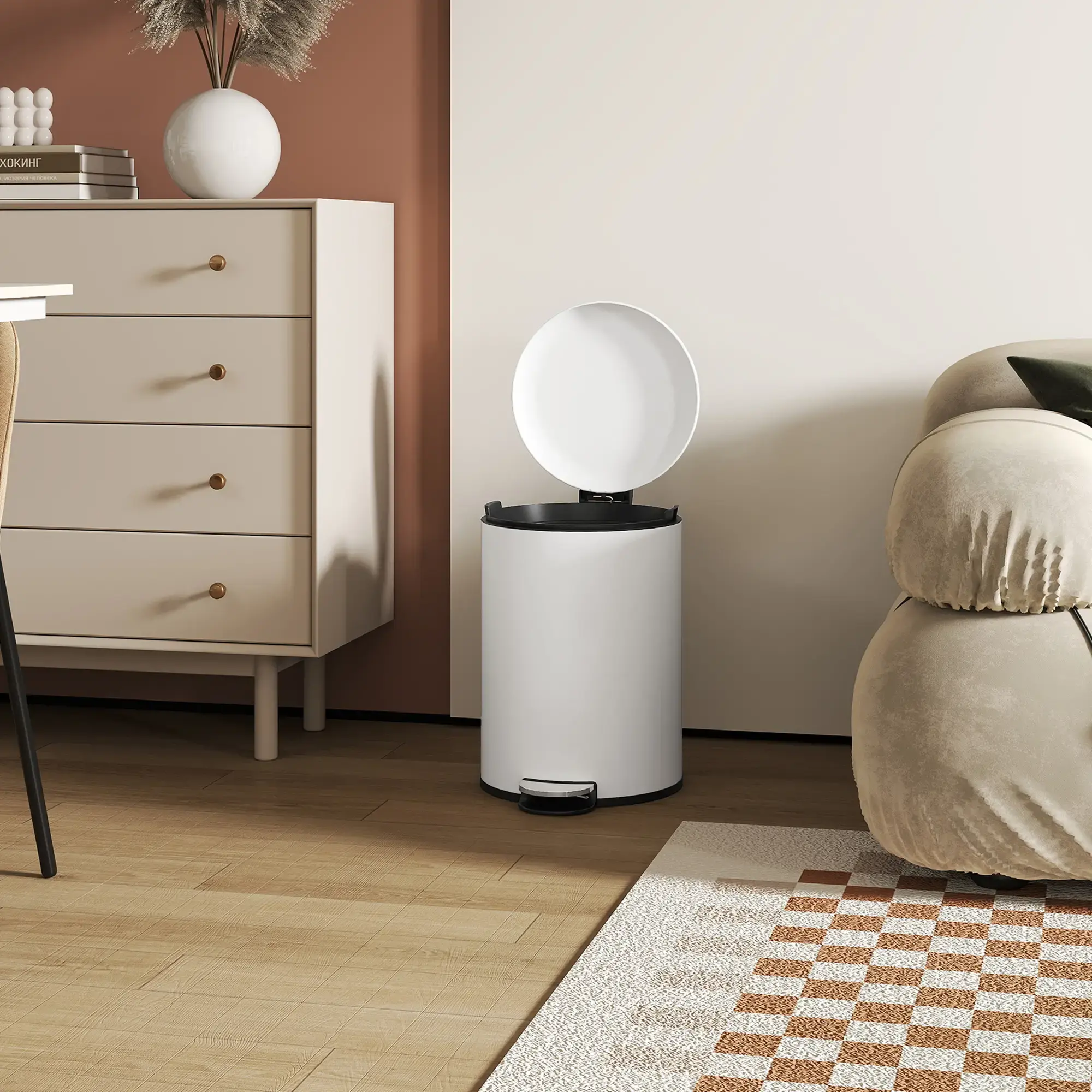 Cos de gunoi Homcom 851-031V01CW 20L (Cream White) - 5