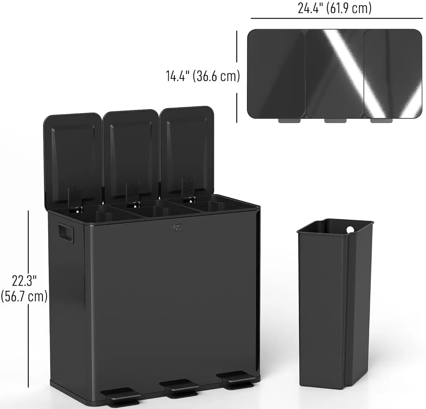 Cos de gunoi Homcom 851-034V02BK 60L (Black) - 9