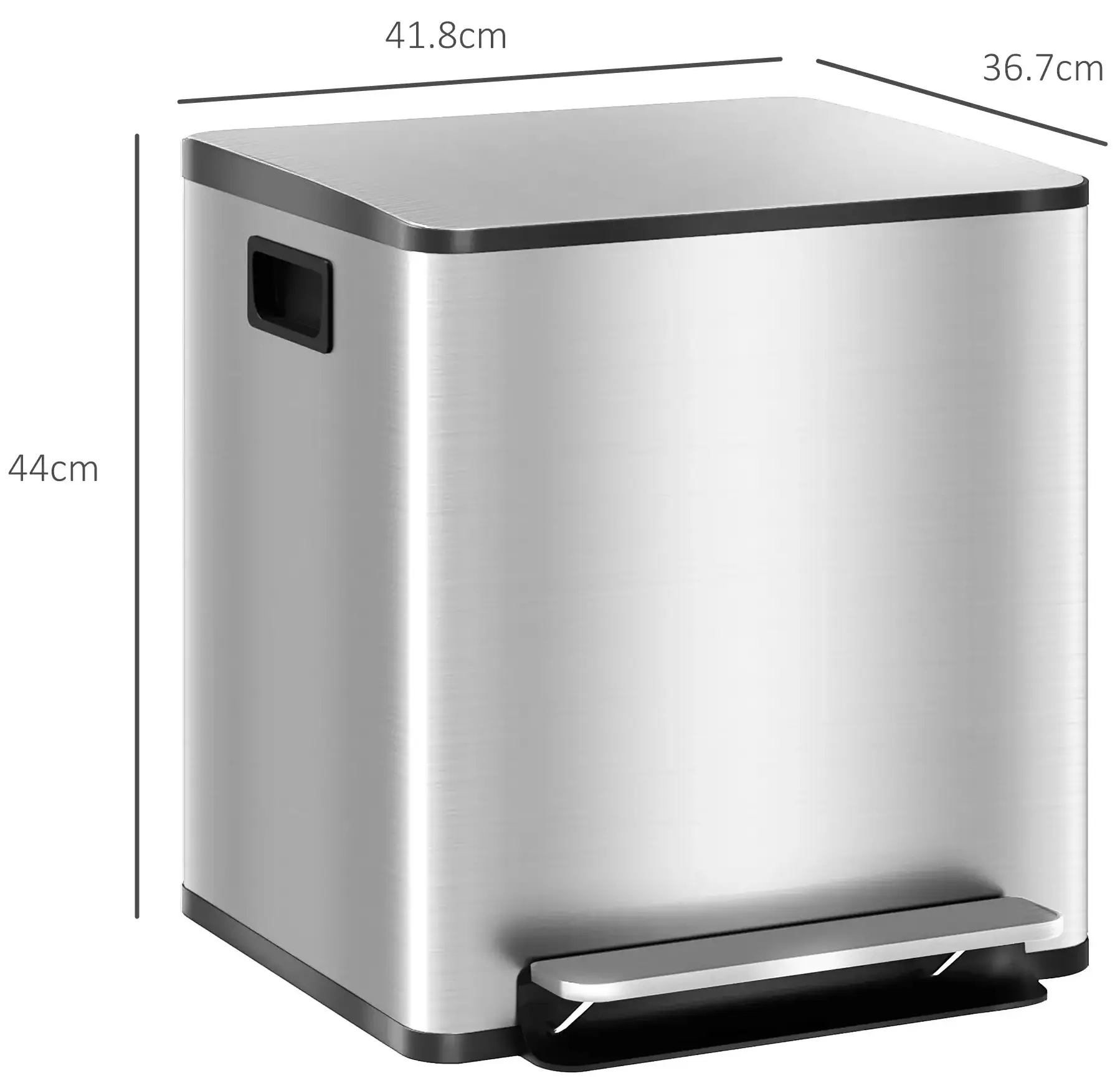 Мусорное ведро Homcom 851-037V00SR 30L (Silver) - 3