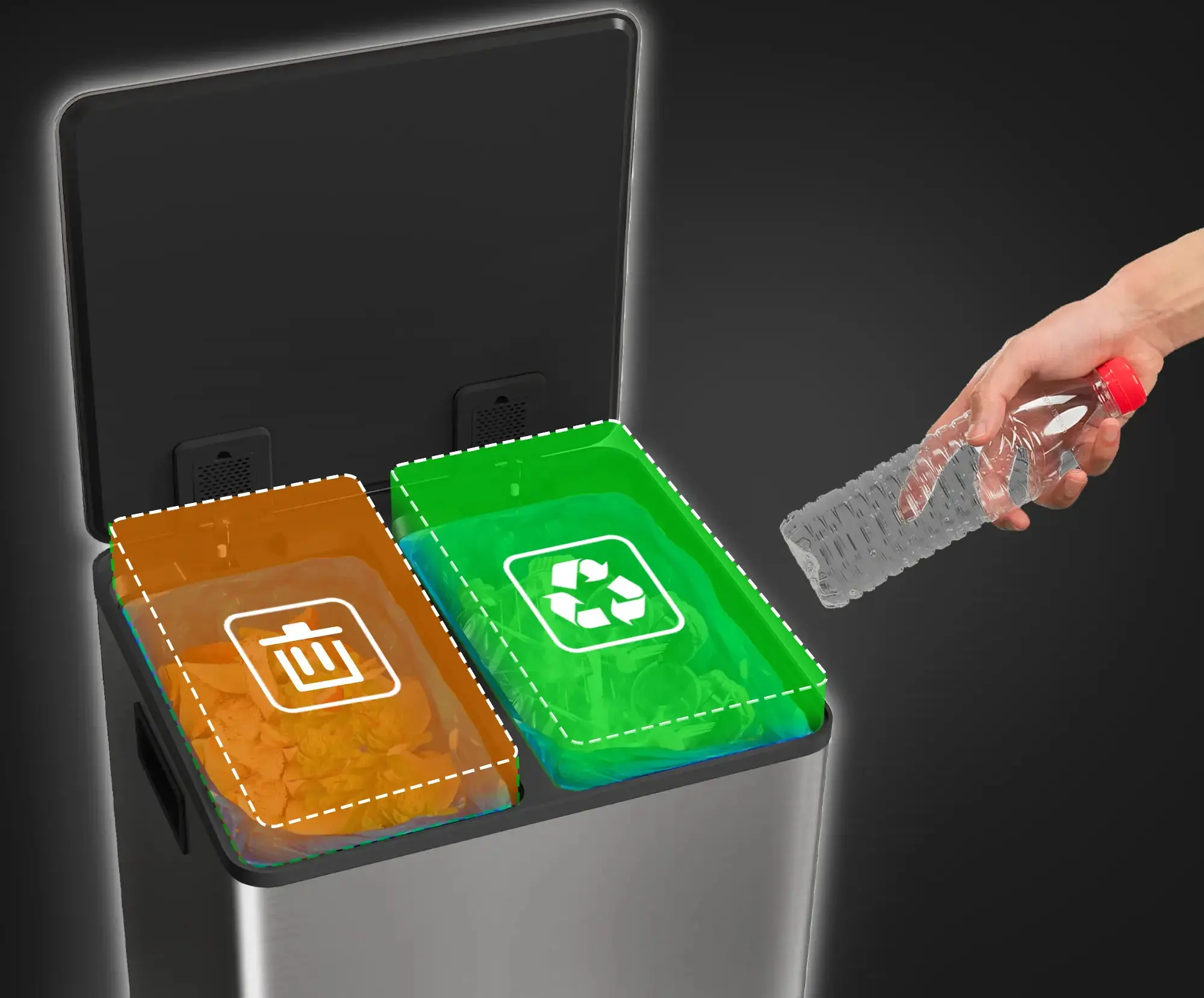 Мусорное ведро Homcom 851-037V00SR 30L (Silver) - 4