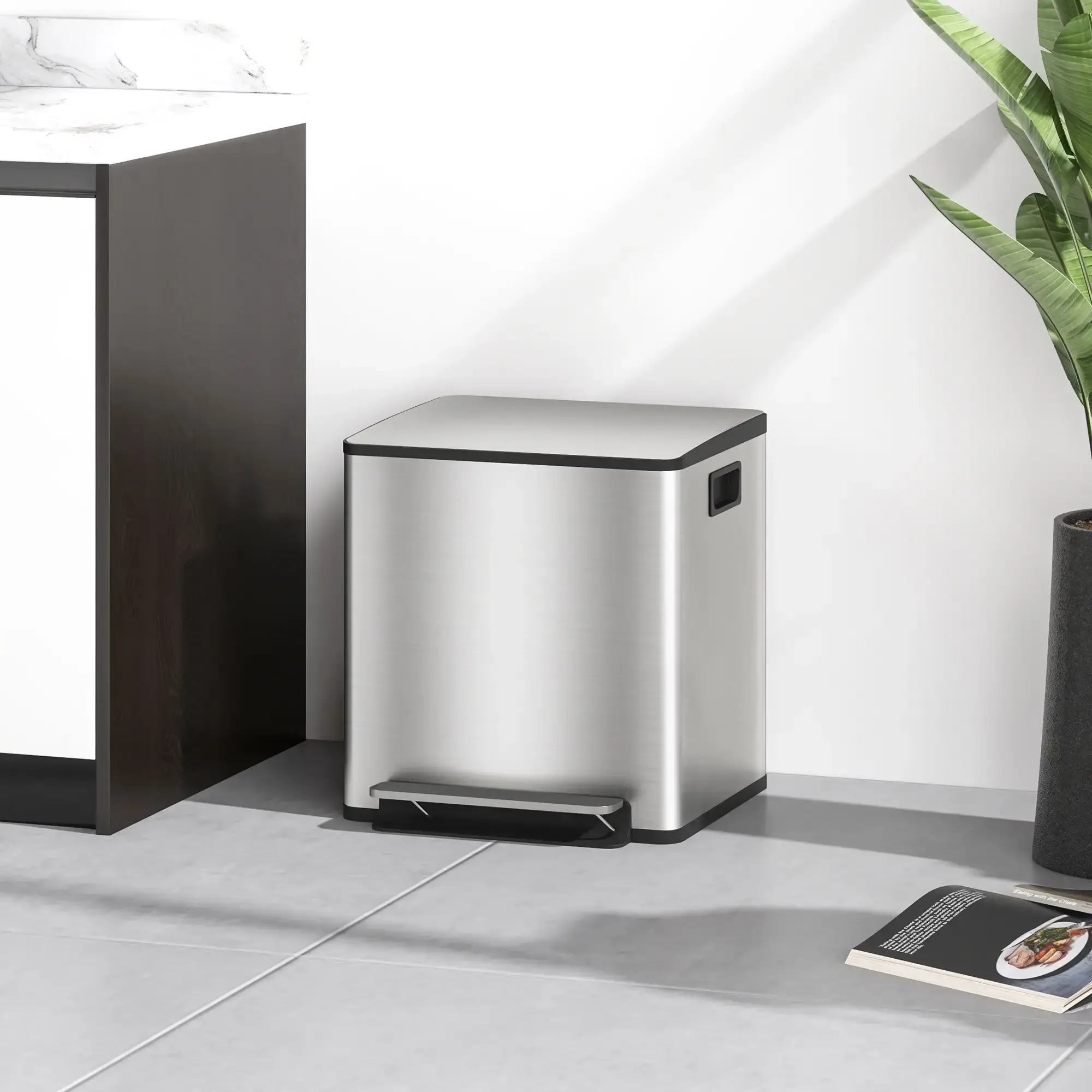 Мусорное ведро Homcom 851-037V00SR 30L (Silver) - 6