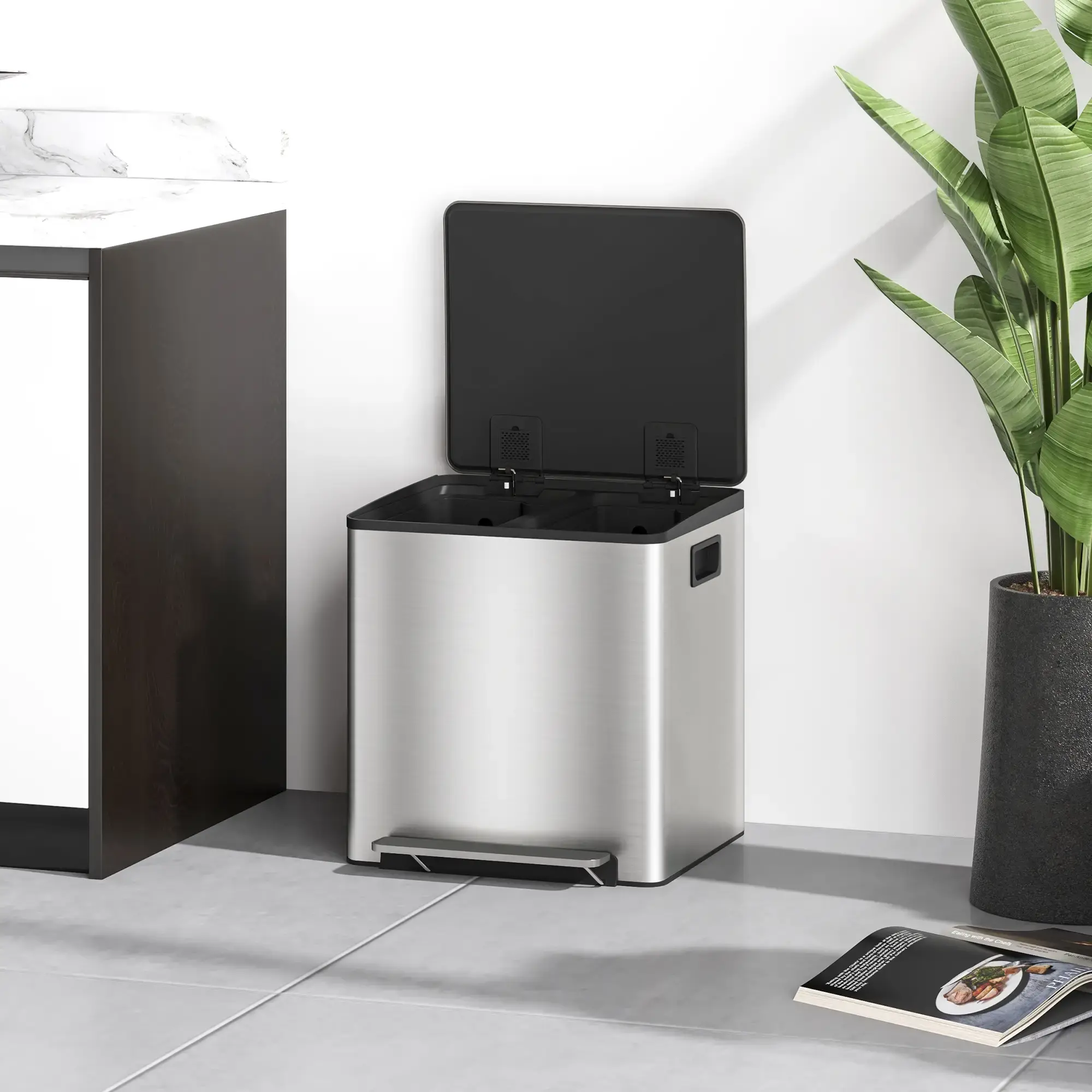 Мусорное ведро Homcom 851-037V00SR 30L (Silver) - 7