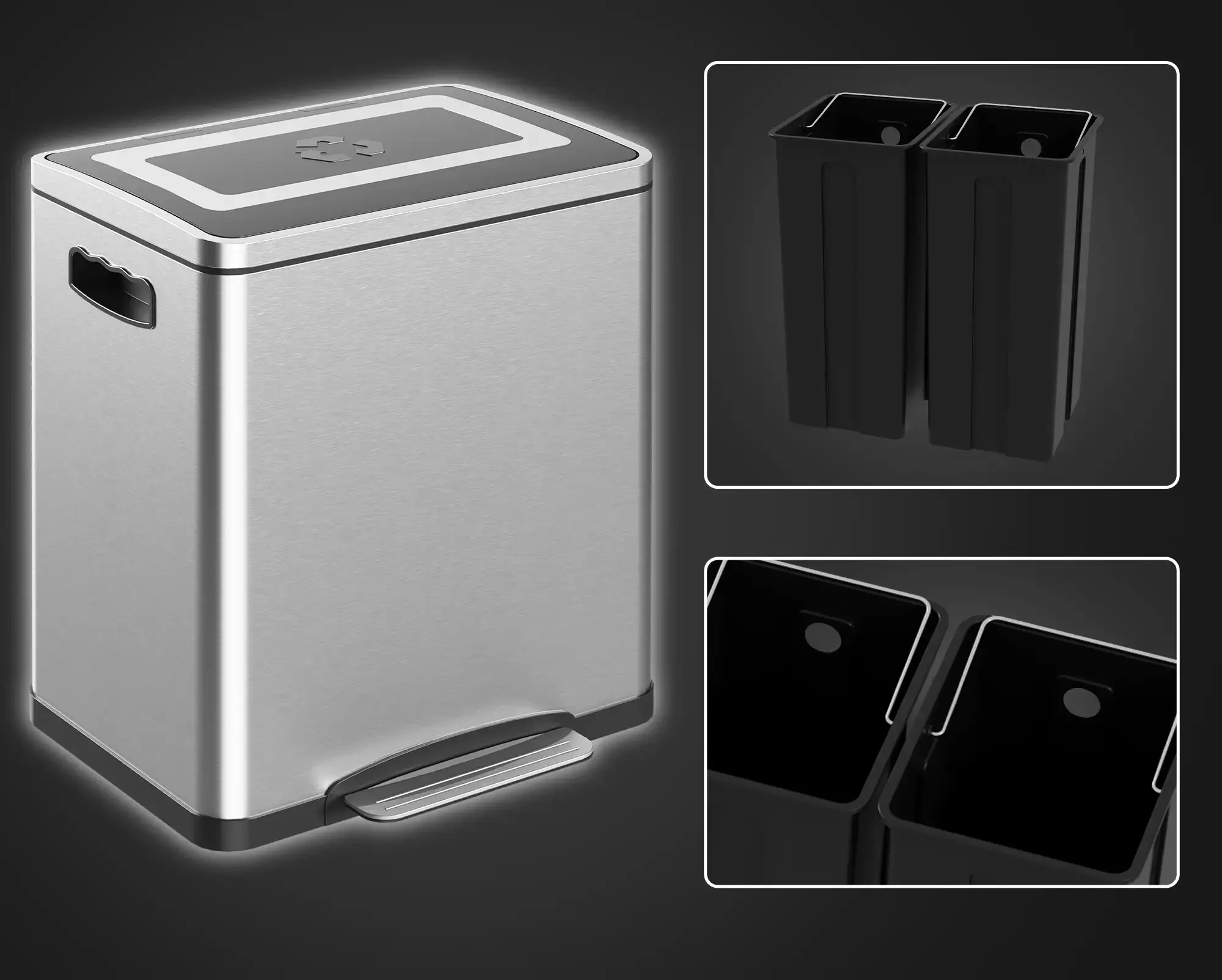 Мусорное ведро Homcom 851-038V00SR 30L (Silver) - 4