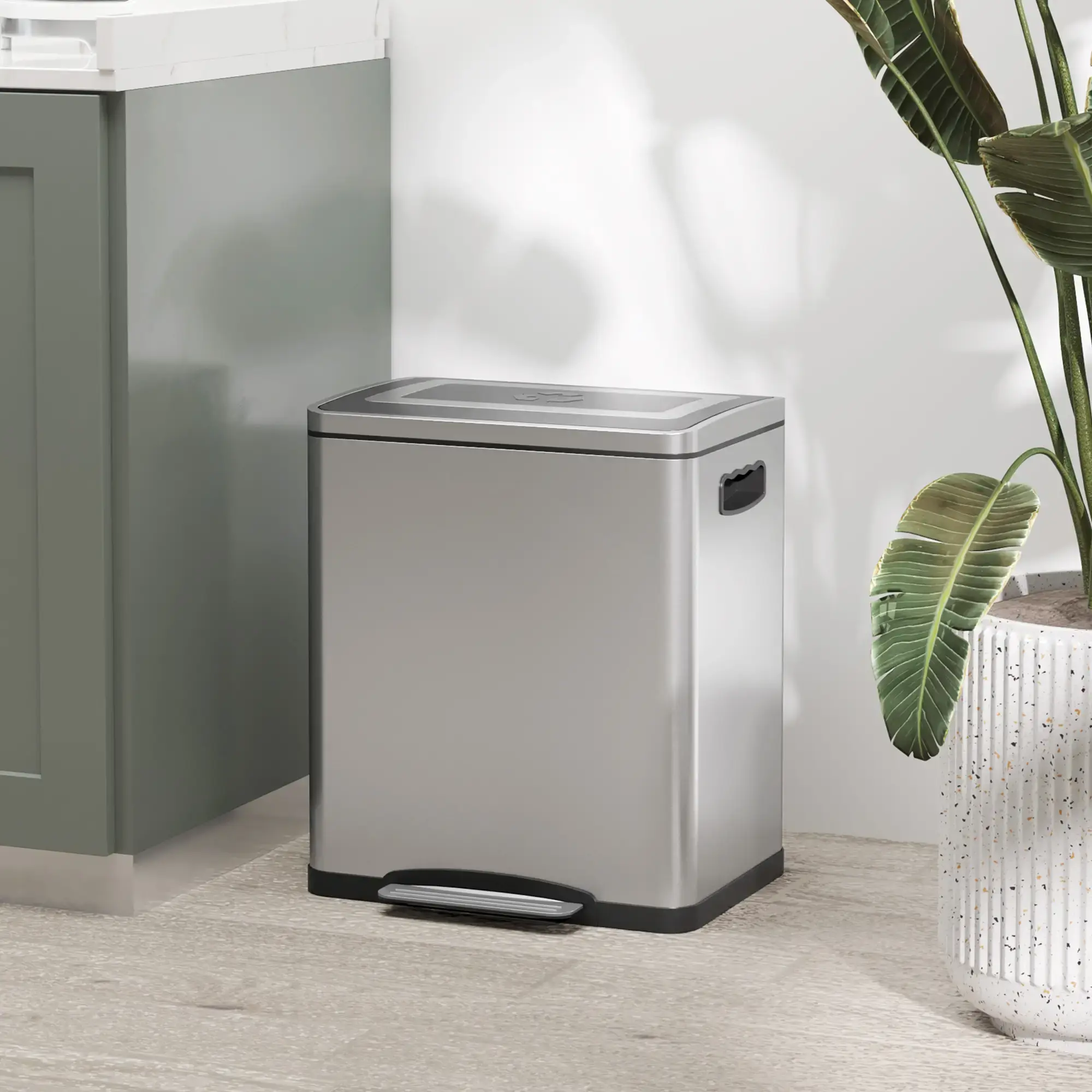 Мусорное ведро Homcom 851-038V00SR 30L (Silver) - 8