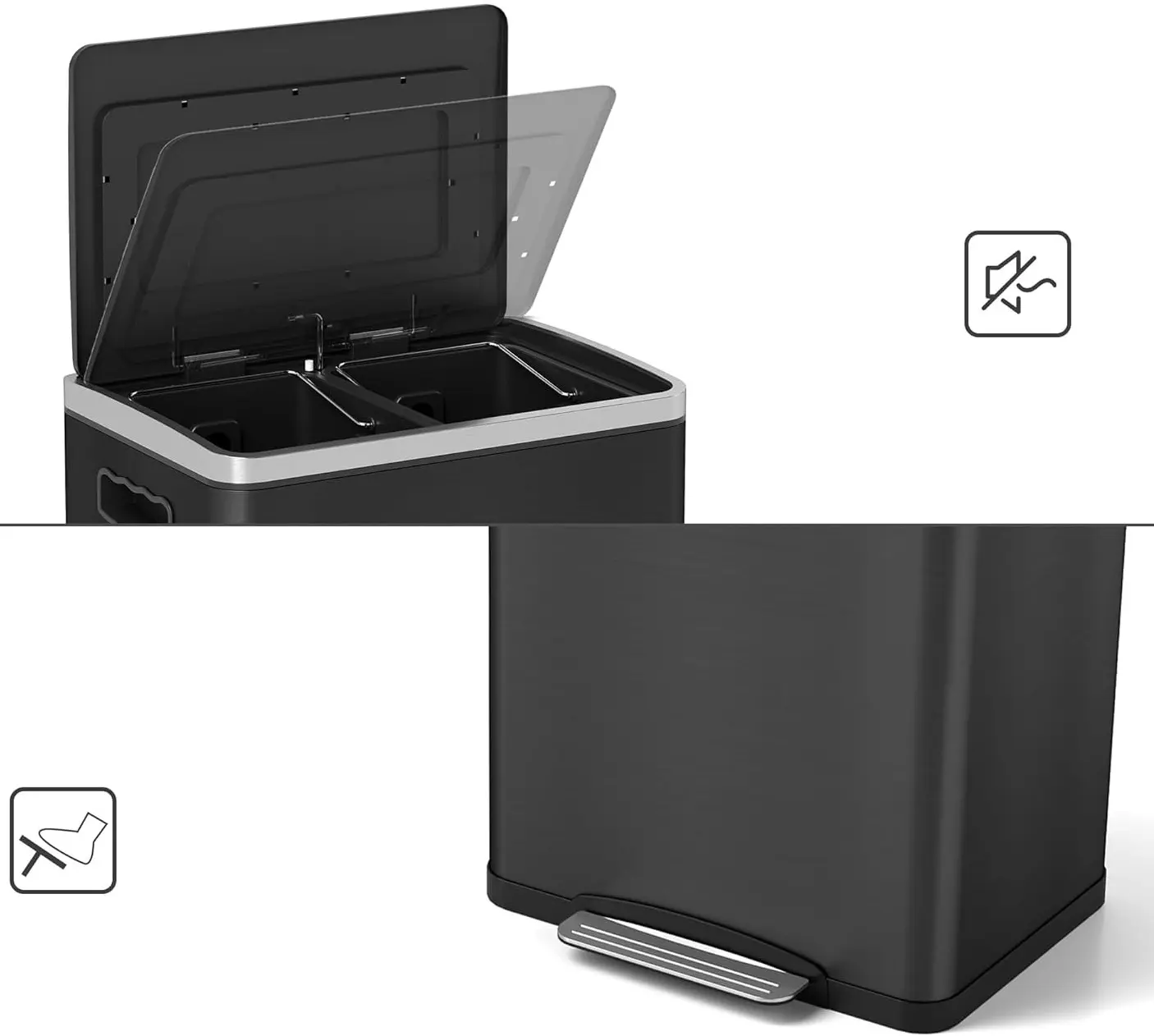 Cos de gunoi Homcom 851-038V01BK 40L (Black) - 4