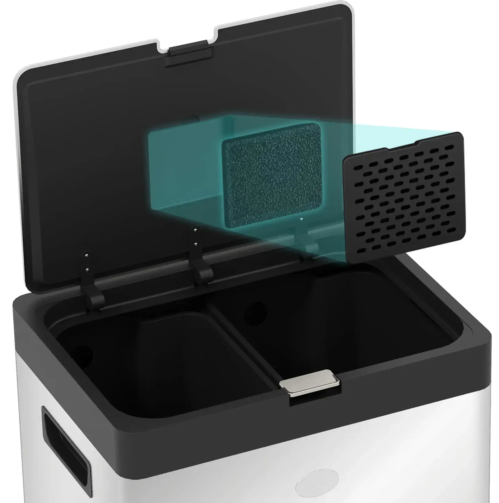 Мусорное ведро Homcom 851-042V00SR 56L (Silver) - 4