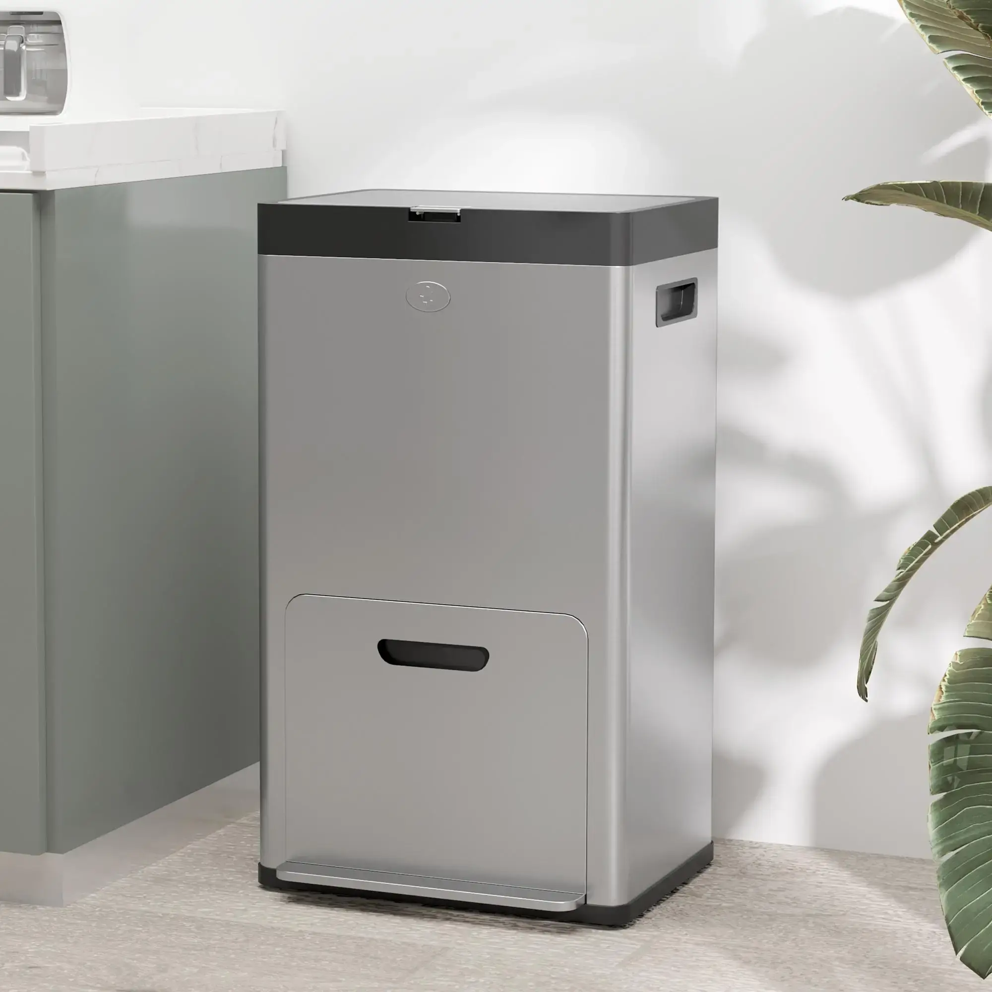 Мусорное ведро Homcom 851-042V00SR 56L (Silver) - 9