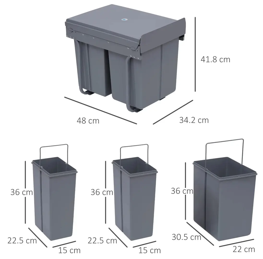 Set sortare deşeuri Homcom 851-002 (Grey) - 8