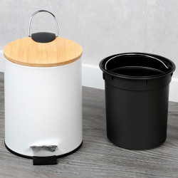 Мусорное ведро Kesper 90165 3L (White/Bamboo) Thumb