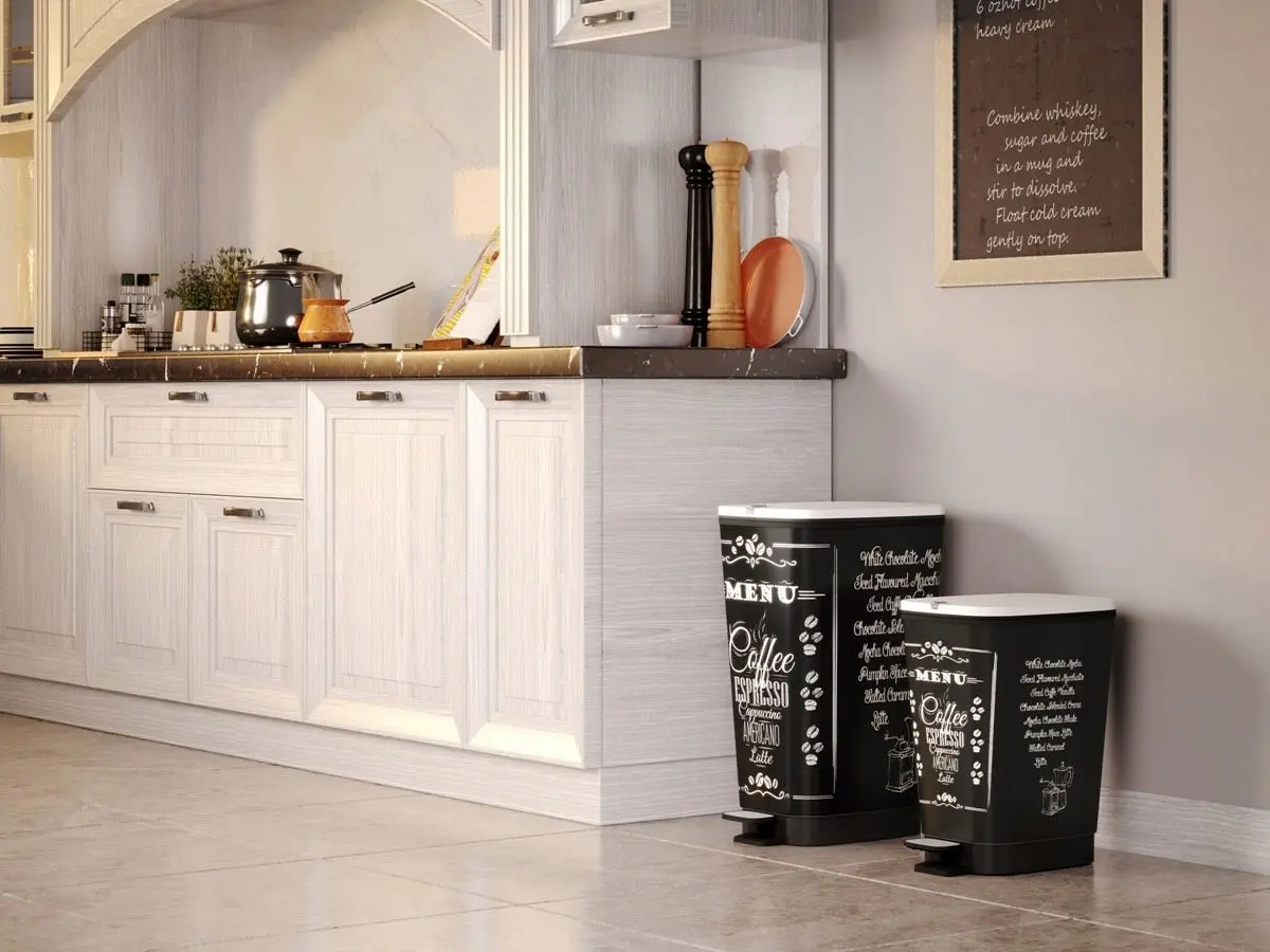 Cos de gunoi Kis Chic Bin Coffee Menu 60L (Black)