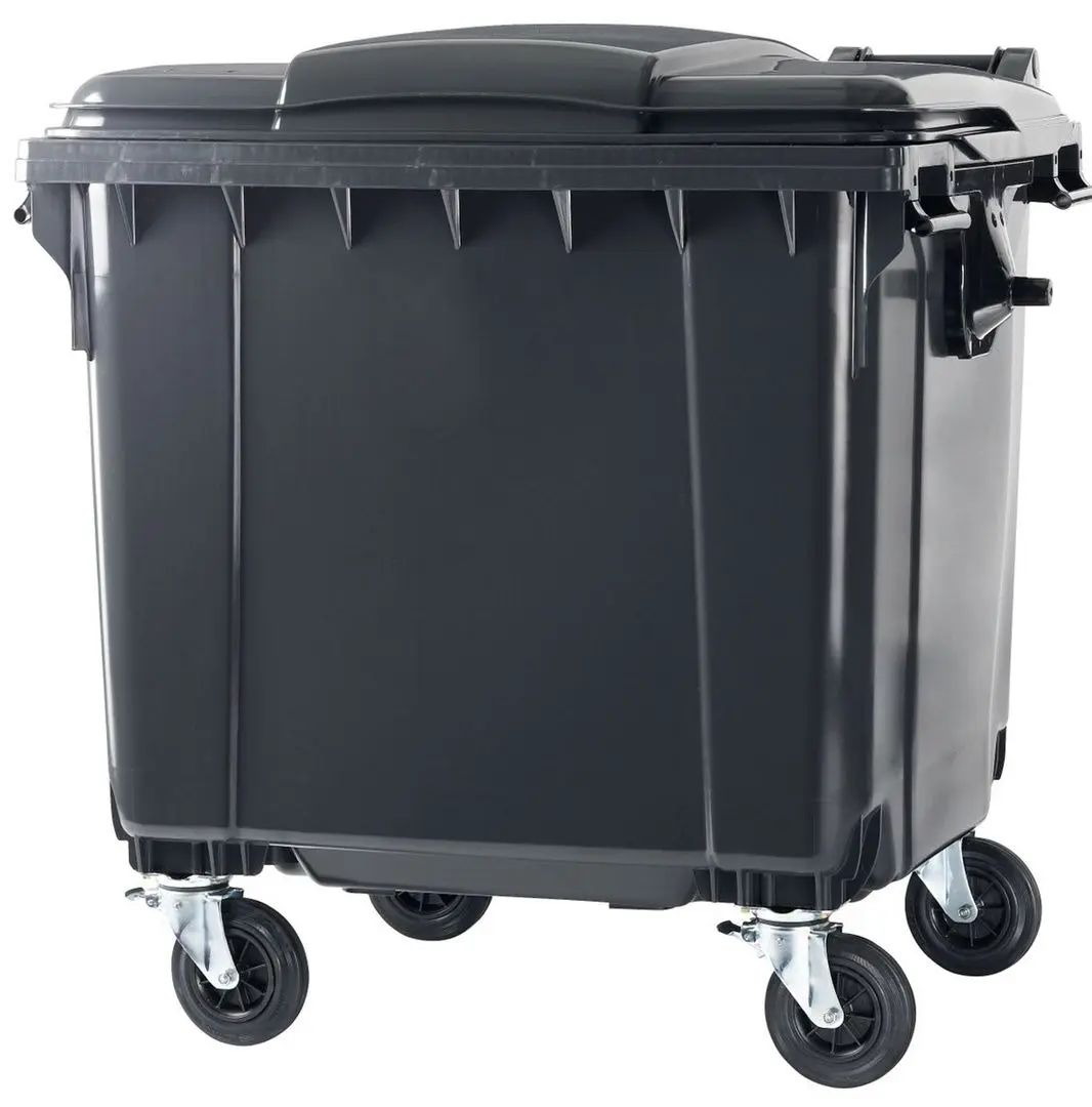 Мусорный контейнер с плоской крышкой 1100L (Black)