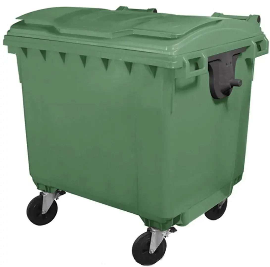 Мусорный контейнер с плоской крышкой 1100L (Green)