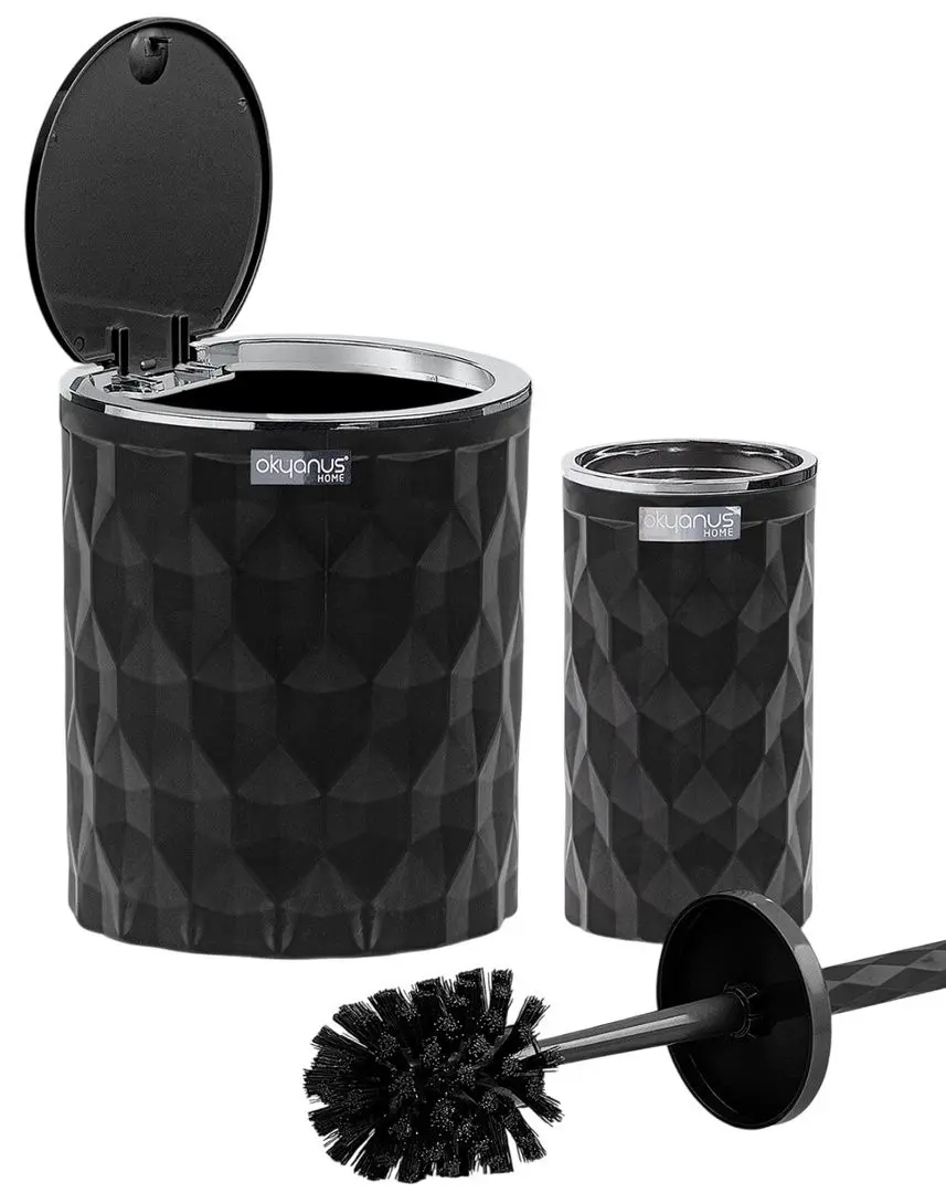 Набор мусорное ведро + ершик Okyanus Home Diamond OKY-469-1 (Black)