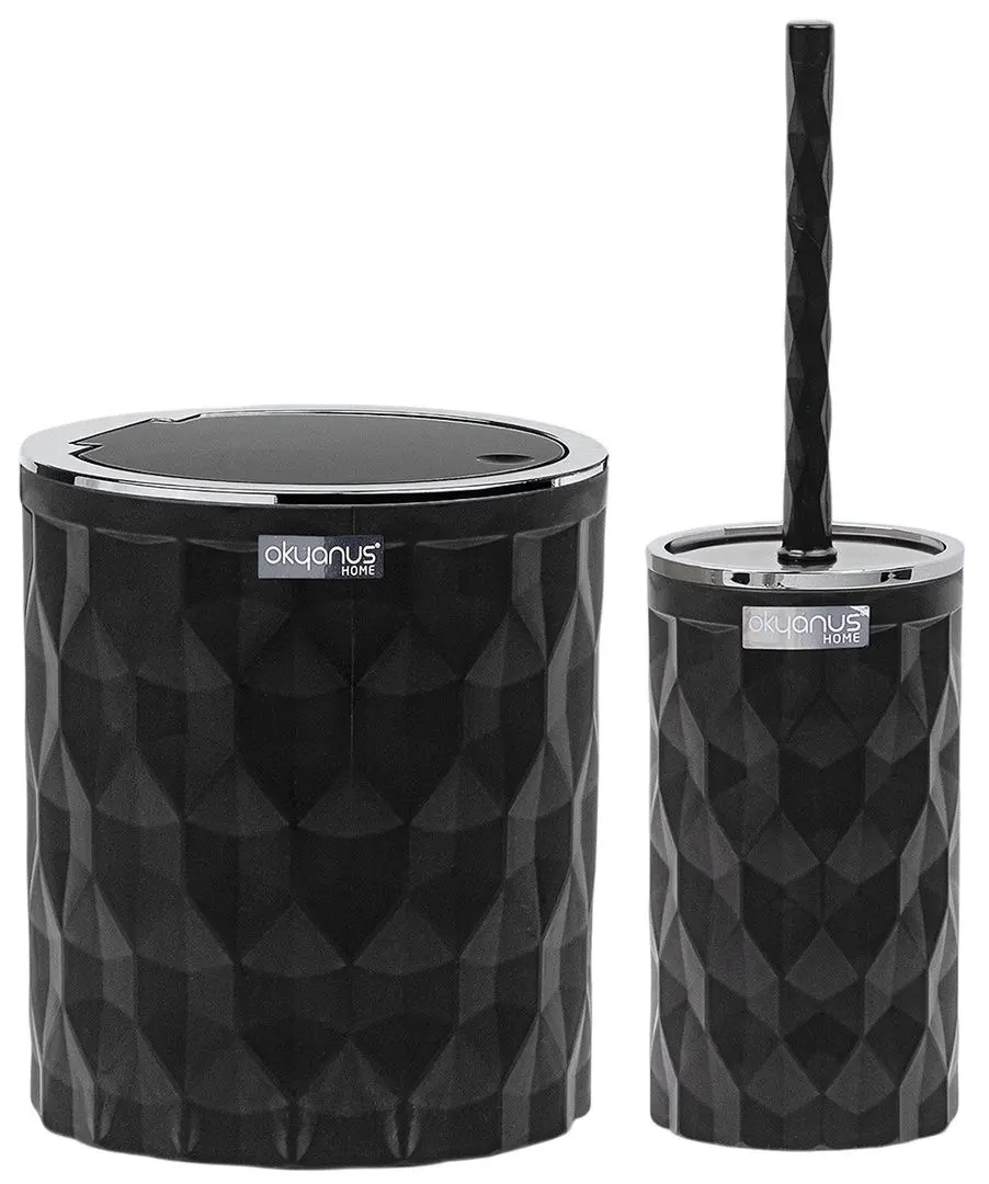 Набор мусорное ведро + ершик Okyanus Home Diamond OKY-469-1 (Black)