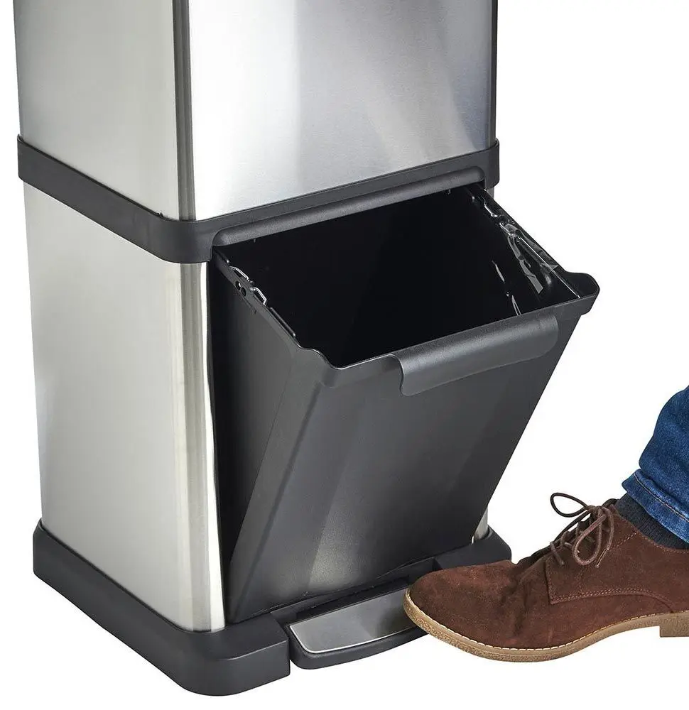 Ведро для мусора 2в1 VonHaus 3007772 34L (Inox/Black)