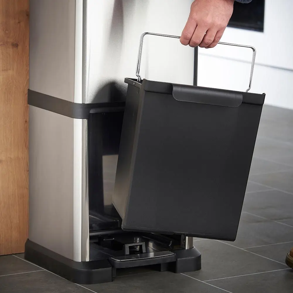 Ведро для мусора 2в1 VonHaus 3007772 34L (Inox/Black)