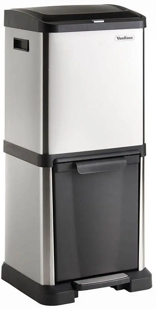 Ведро для мусора 2в1 VonHaus 3007772 34L (Inox/Black)