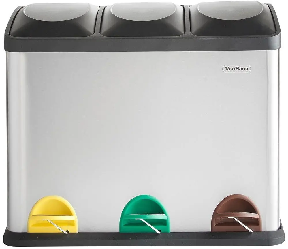 Ведро для мусора 3в1 VonHaus 3007240 45L (Inox/Black)