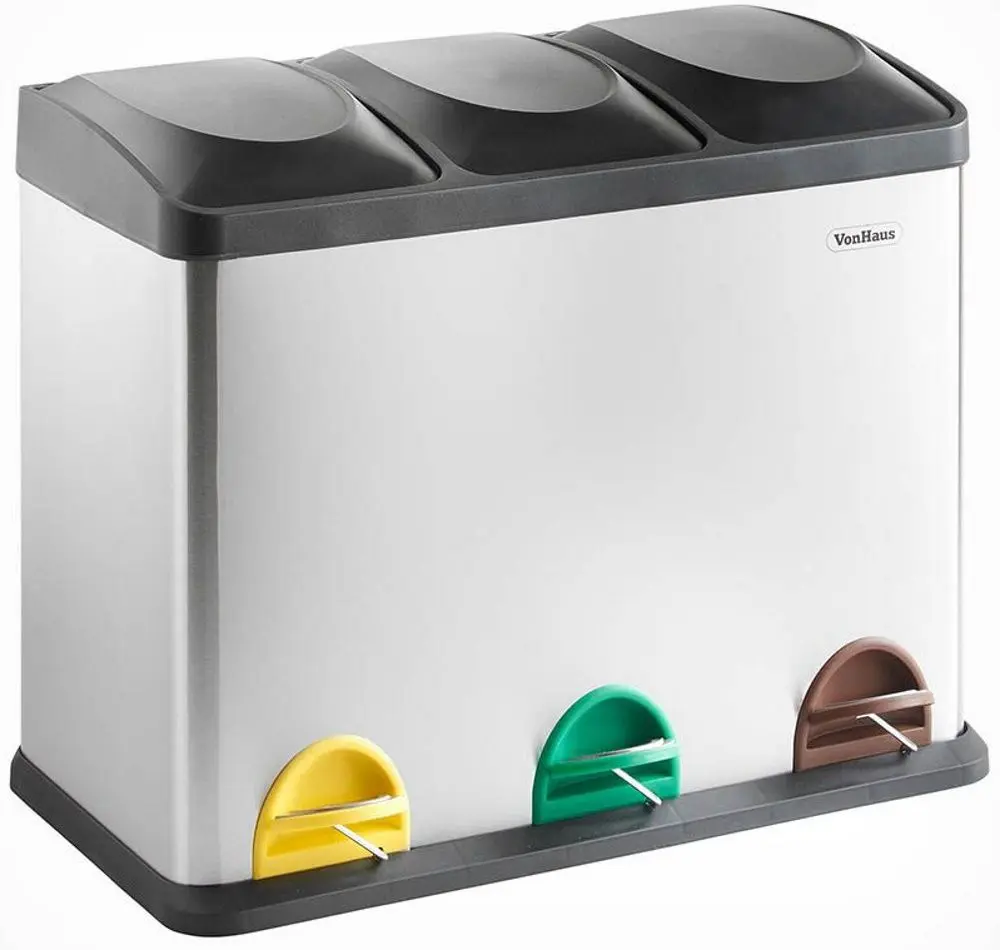 Ведро для мусора 3в1 VonHaus 3007240 45L (Inox/Black)