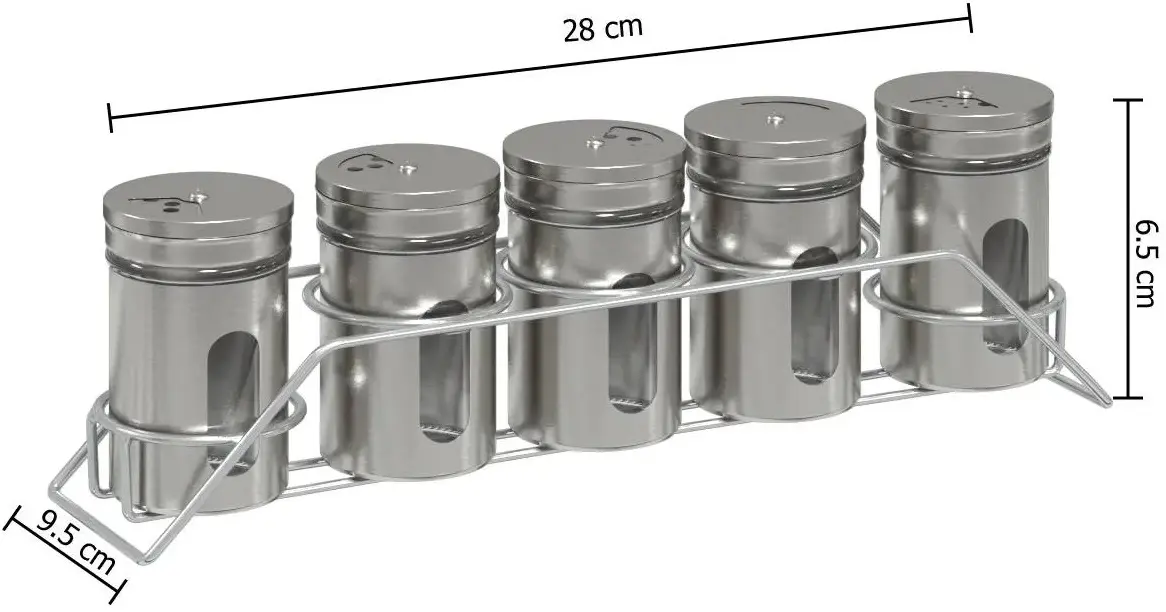 Set recipiente condimente 5Five 179626 (Inox)