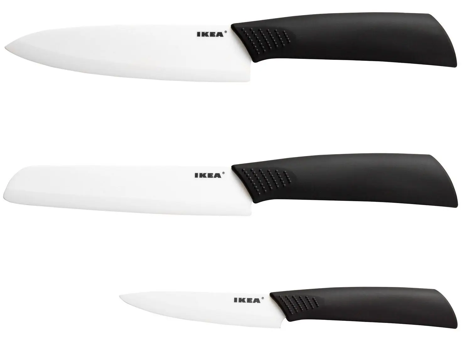 Set cutite Ikea Hackig 3 piese (Negru/Alb)