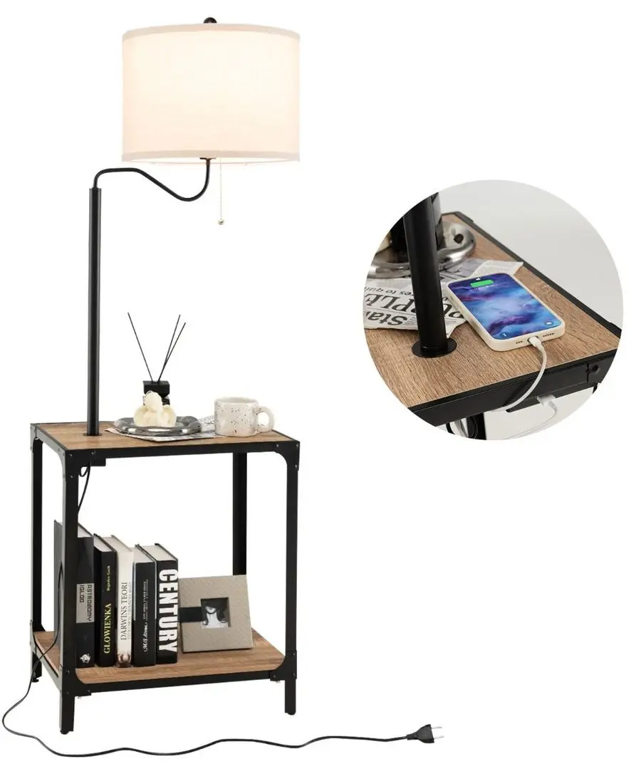 Noptiera cu lampa Costway EU10011DE (Brown/Black)