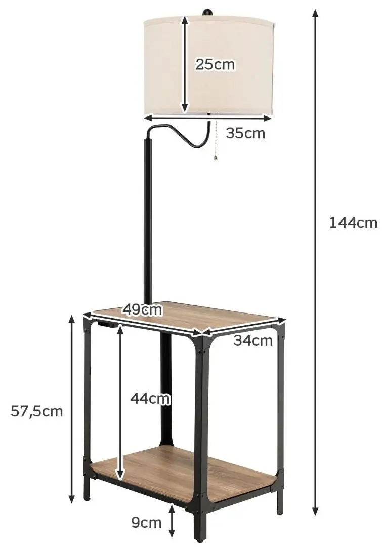 Noptiera cu lampa Costway EU10011DE (Brown/Black)